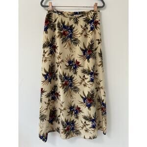 Vintage Silk Charter Club Tropical Hawaiian Print Skirt Size 10 Lined Maxi